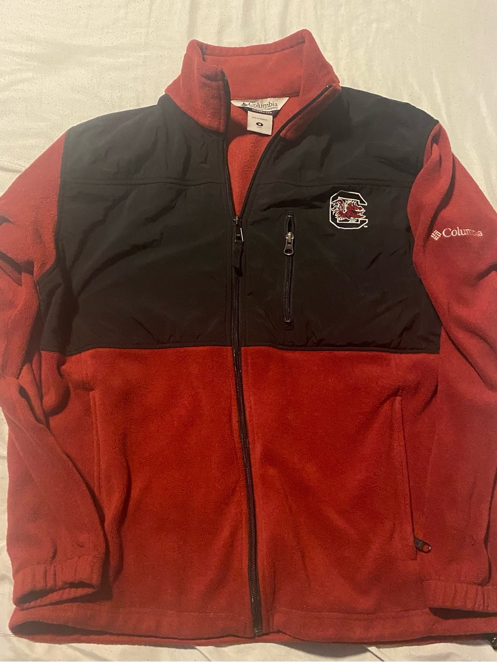 Columbia Men's Red and Black Fleece Jacket with South Carolina Logo